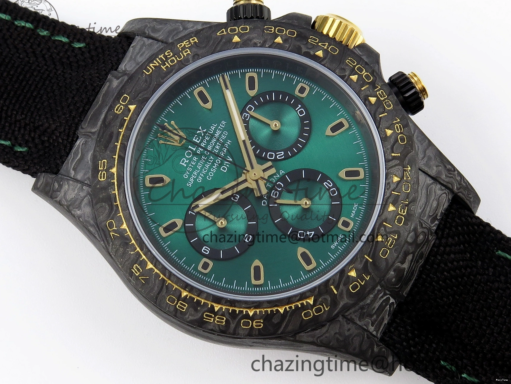 MiroTime 0407 TimelessDesign Daytona DIW Carbon YG Case and Bezel DIWF Edition Green Dial on Black Nylon Strap A 1883